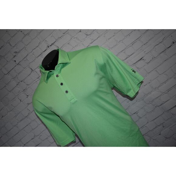 Footjoy Golf Polo Shirt Men Size Large Polyester Performance Neon Green Diamonds - Picture 3 of 8